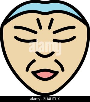 Wrinkles makeup icon. Outline wrinkles makeup vector icon color flat isolated Stock Vector