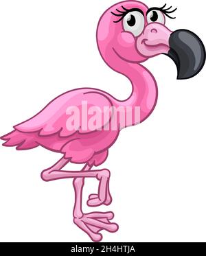 Pink Flamingo Bird Animal Cartoon Illustration Stock Vector