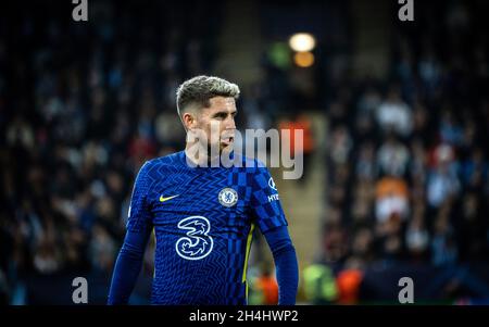 Malmo, Sweden. 02nd Nov, 2021. Jorginho (5) of Chelsea FC seen during the Champions League match between Malmo FF and Chelsea at Eleda Stadion in Malmö. (Photo Credit: Gonzales Photo/Alamy Live News Stock Photo