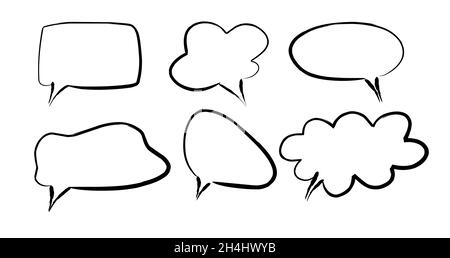 cartoon frames for text, hand drawn speech bubbles. Stock Vector