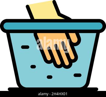 Washing softener basin icon. Outline washing softener basin vector icon color flat isolated Stock Vector