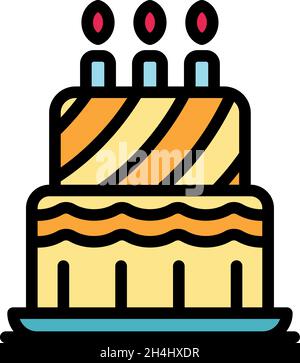 Homemade food cake icon. Outline homemade food cake vector icon color flat isolated Stock Vector