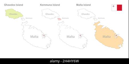 Map of Malta, islands names vector Stock Vector