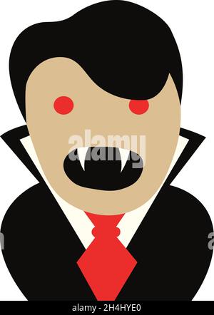 Illustration of a vampire logotype on a white background. Vector image for Halloween celebration, ready to use, eps. For your design. For postcards, s Stock Vector