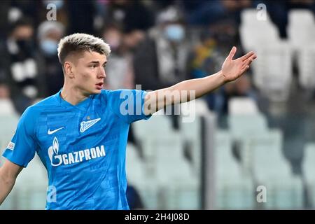 Turin, Piedmont, Italy. 2nd Nov, 2021. Turin, Italy-November 02, 2021: the UEFA Champions League group H match between Juventus and Zenit St. Petersburg at Allianz Stadium on November 2, 2021 in Turin, Italy (Credit Image: © Stefano Guidi/ZUMA Press Wire) Stock Photo