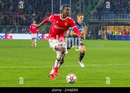 Bergamo, Italy. 02nd Nov, 2021. Paul Pogba (6) of Manchester United during the UEFA Champions League, Group F football match between Atalanta BC and Manchester United on November 2, 2021 at Gewiss Stadium in Bergamo, Italy - Photo: Nigel Keene/DPPI/LiveMedia Credit: Independent Photo Agency/Alamy Live News Stock Photo