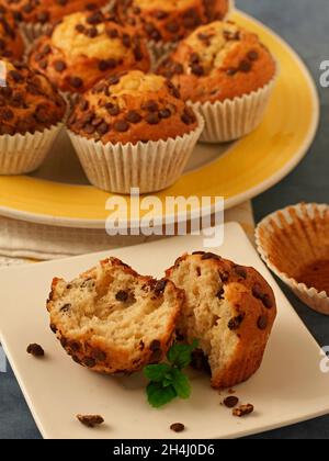Muffins with chocolate. Stock Photo