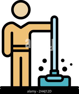 Wash floor disinfection icon. Outline wash floor disinfection vector icon color flat isolated Stock Vector