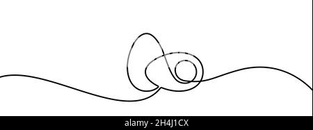 Eggs one line background. One continuous line drawing of eggs. Vector illustration. Egg line icon. Stock Vector
