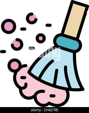 Broom clean disinfection icon. Outline broom clean disinfection vector icon color flat isolated Stock Vector