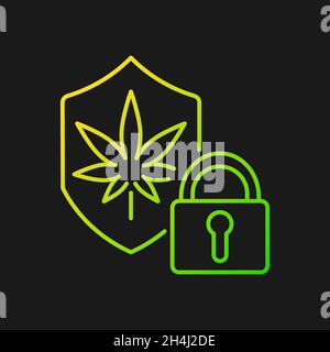 Cannabis security gradient vector icon for dark theme Stock Vector