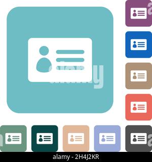 ID card solid white flat icons on color rounded square backgrounds Stock Vector
