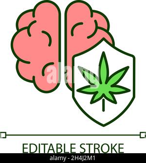 Marijuana brain protection RGB color icon Stock Vector