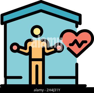 Home fitness icon. Outline home fitness vector icon color flat isolated Stock Vector
