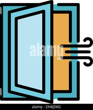 Room ventilation icon. Outline room ventilation vector icon color flat isolated Stock Vector