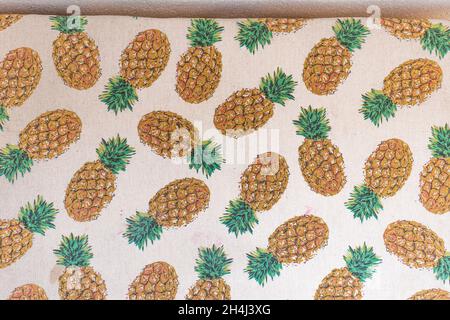 Ananas fruits patterns on a sofa Stock Photo