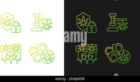 Legality of cannabis gradient icons set for dark and light mode Stock Vector