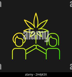 Cannabis culture gradient vector icon for dark theme Stock Vector