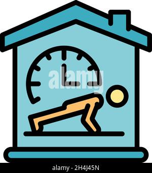 Fitness at home icon. Outline fitness at home vector icon color flat isolated Stock Vector