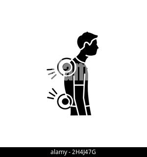Back and posture problems. olor line icon. Computer-induced medical problem. Pictogram for web page, mobile app, promo. UI UX GUI design element. Edit Stock Vector