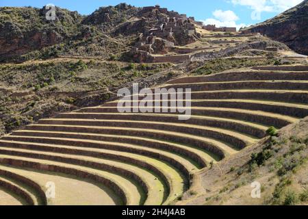 Peru Sacred Valley Pisac - Inca agricultural terraces Stock Photo