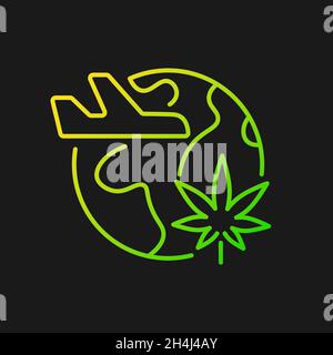 Cannabis tourism gradient vector icon for dark theme Stock Vector