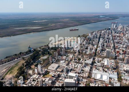 Beautiful aerial shot of over Rosario city. Stock Photo