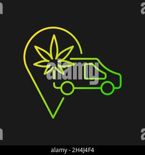 Cannabis transportation gradient vector icon for dark theme Stock Vector