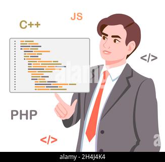 Programmer with code Stock Vector