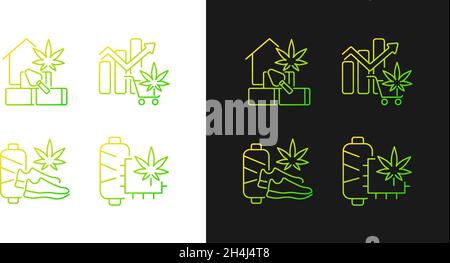 Cannabis products gradient icons set for dark and light mode Stock Vector