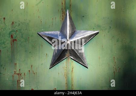 Entrance to the Cold War era Duga Radar site in the forests of Ukraine Stock Photo