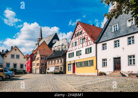 KULMBACH, GERMANY - CIRCA AUGUST, 2021: The Roehrenplatz of Kulmbach, Bavaria, Germany Stock Photo