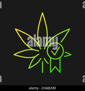 Cannabis quality control gradient vector icon for dark theme Stock Vector
