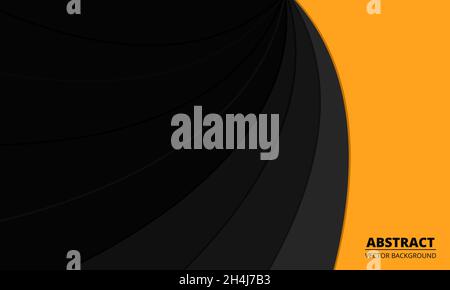Black and yellow paper vector abstract background. Dark elegant geometric modern design illustration Stock Vector