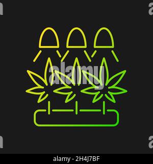Cannabis cultivation gradient vector icon for dark theme Stock Vector