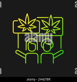 Marijuana legalization protest gradient vector icon for dark theme Stock Vector