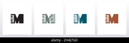 Piano Tuts On Letter Logo Design M Stock Vector