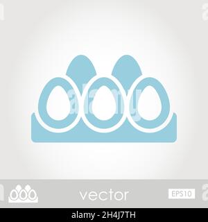 Chicken eggs in a tray vector icon outline, eps 10 Stock Vector
