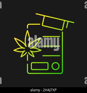 Cannabis education gradient vector icon for dark theme Stock Vector