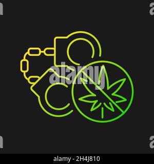Marijuana arrests gradient vector icon for dark theme Stock Vector