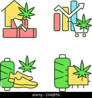 Cannabis products RGB color icons set Stock Vector