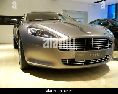 Kiev, Ukraine - March 7, 2011: Aston Martin Rapid. New Car Stock Photo