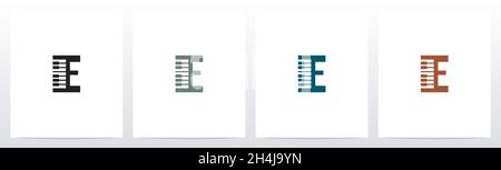 Piano Tuts On Letter Logo Design E Stock Vector