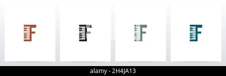 Piano Tuts On Letter Logo Design F Stock Vector