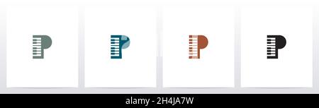 Piano Tuts On Letter Logo Design P Stock Vector