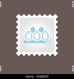 Chicken eggs in a tray stamp. Outline vector illustration, eps 10 Stock Vector
