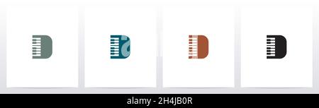 Piano Tuts On Letter Logo Design D Stock Vector