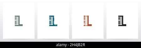 Piano Tuts On Letter Logo Design L Stock Vector