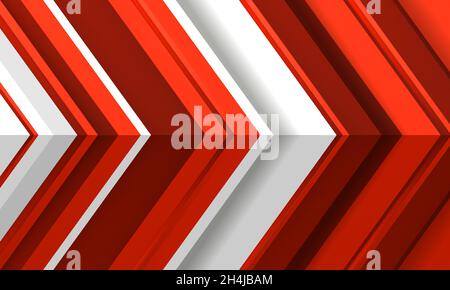 Abstract red arrows direction on white modern 3d background with angle. Vector 3d illustration Stock Vector