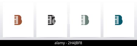 Piano Tuts On Letter Logo Design B Stock Vector